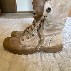 Tan Lace-Up Boots
